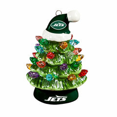 New York Jets 4" Mini LED Tabletop Christmas Tree, Set of 2, NFL, Home
