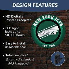 New York Jets, Metal Lite, Round, NFL