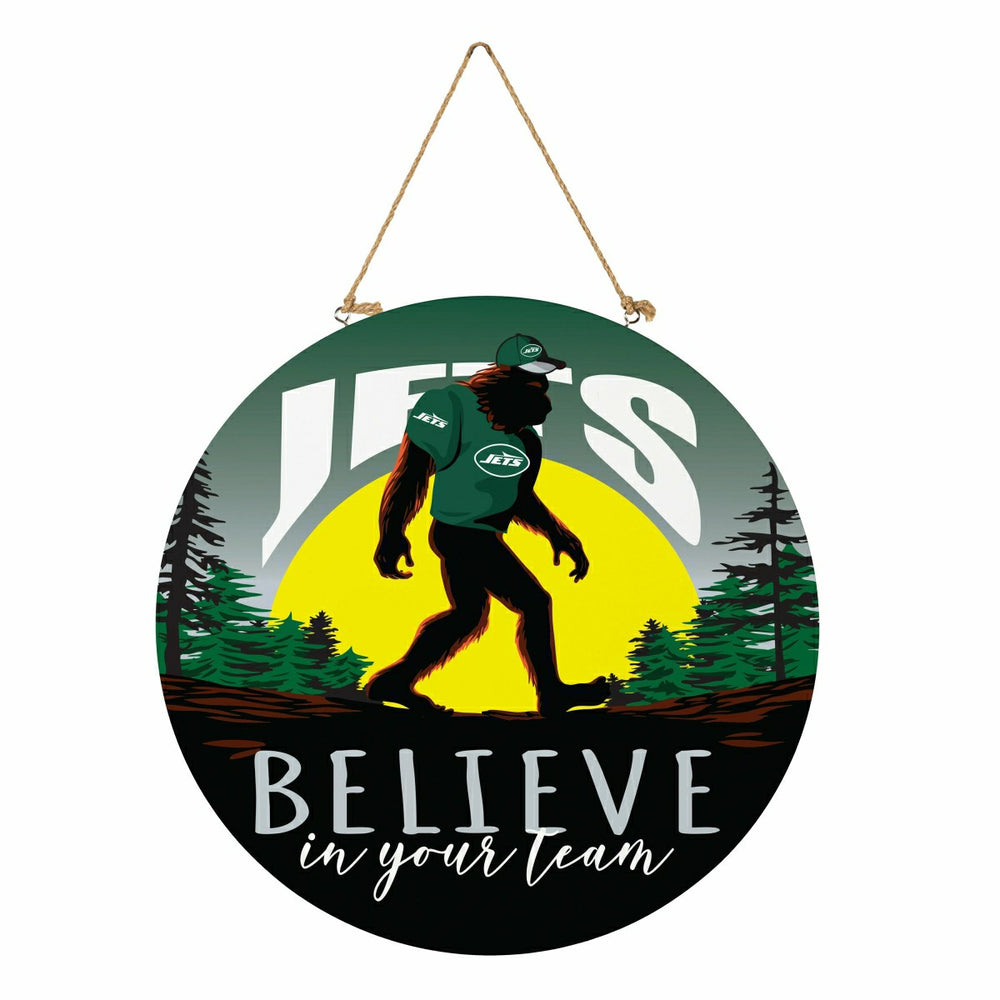 New York Jets Bigfoot Round Door Décor with Hanging Rope, 18x18, NFL, Home