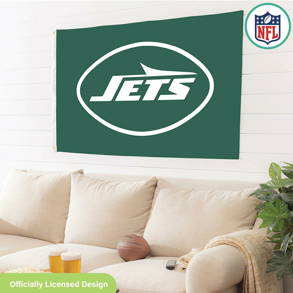 New York Jets Single Sided Flag w/ 2 Grommets, 3'x5', NFL, Home