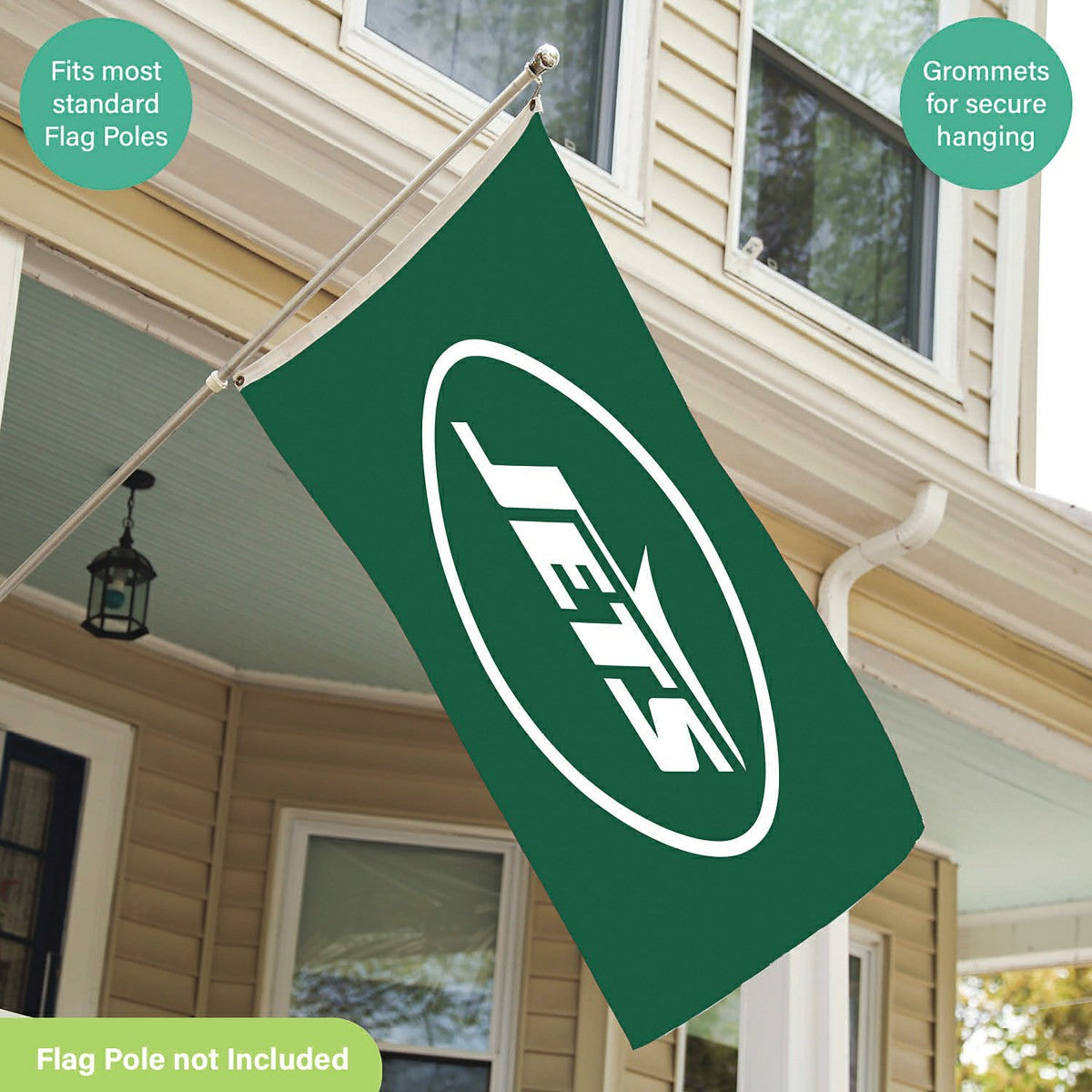 New York Jets Single Sided Flag w/ 2 Grommets, 3'x5', NFL, Home