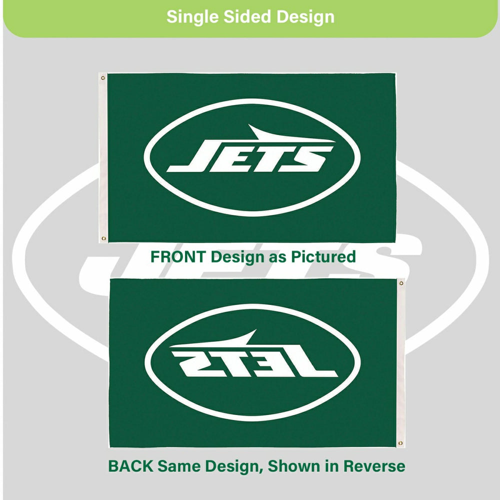 New York Jets Single Sided Flag w/ 2 Grommets, 3'x5', NFL, Home