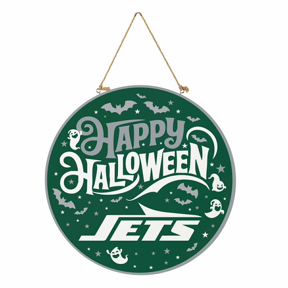New York Jets Halloween Round Door Décor with Hanging Rope, 18x18, NFL, Home