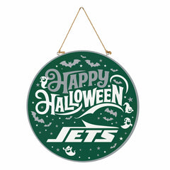 New York Jets Halloween Round Door Décor with Hanging Rope, 18x18, NFL, Home