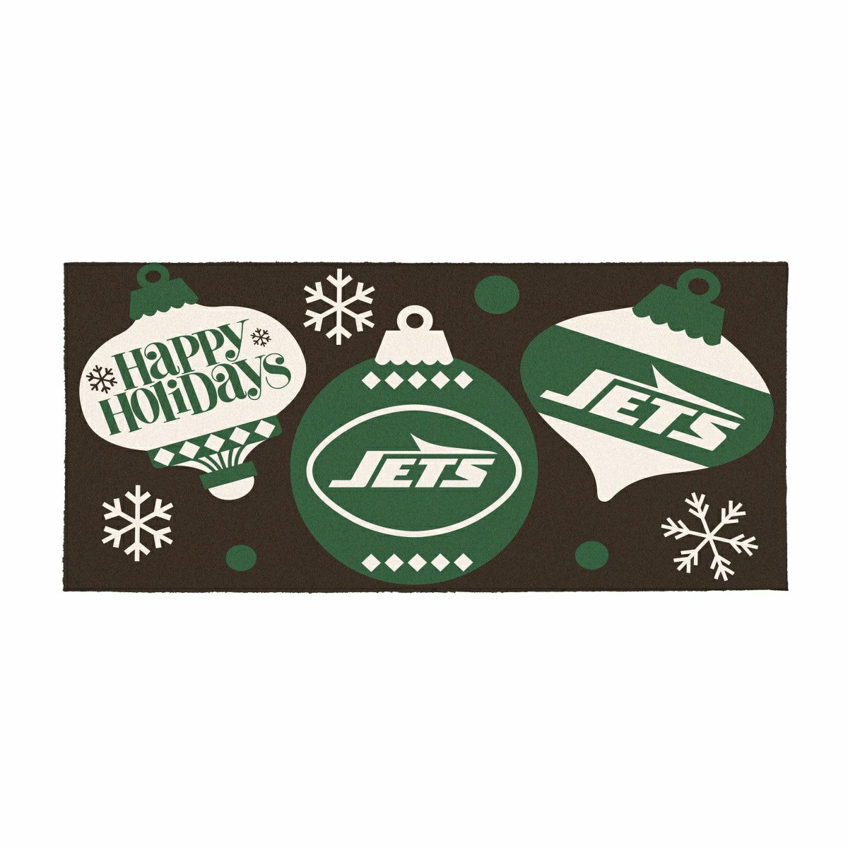 New York Jets Holiday Flocked Coir Sassafras Switch Mat, 22"x10", NFL