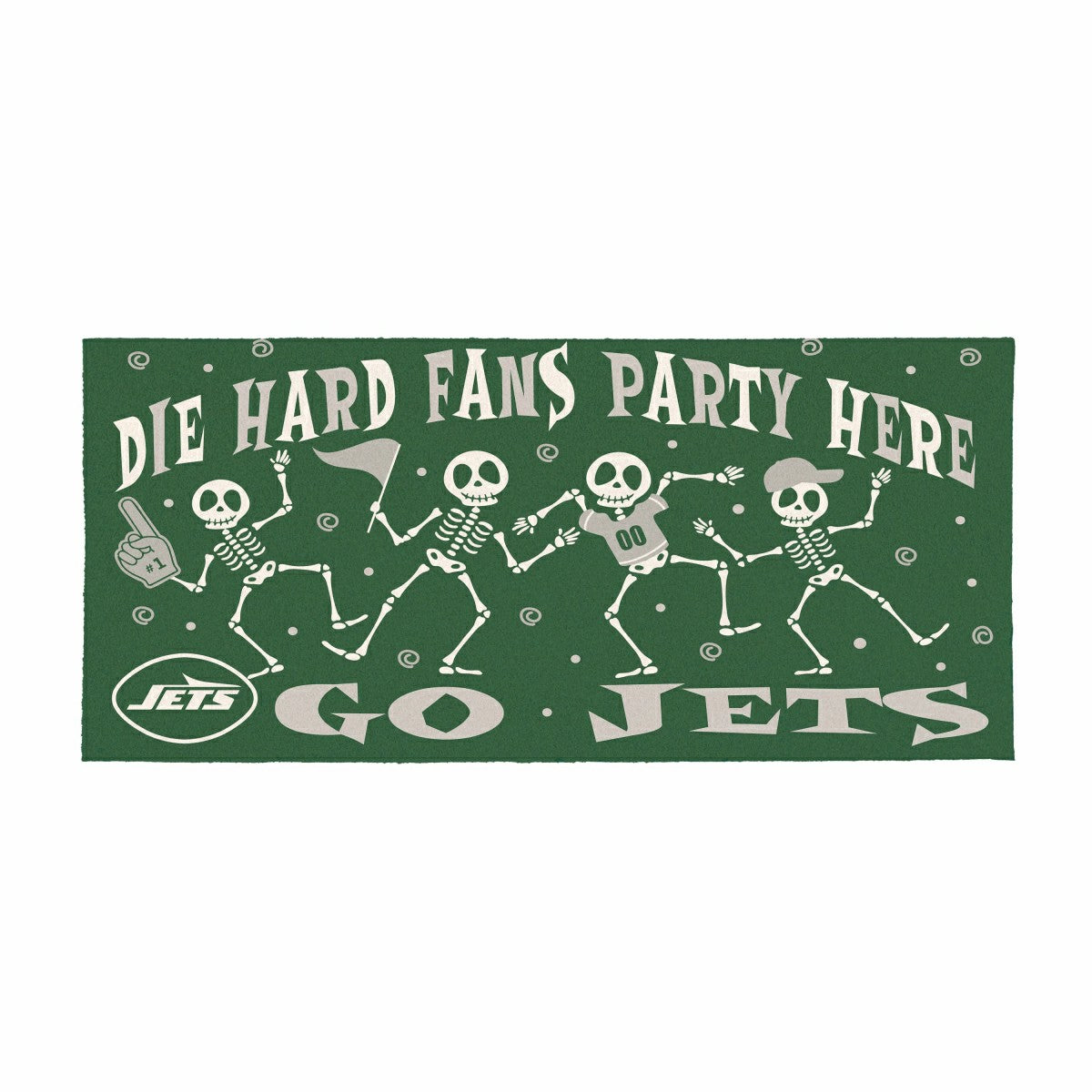 New York Jets Flocked Coir Halloween Sassafras Switch Mat, 22"x10", NFL