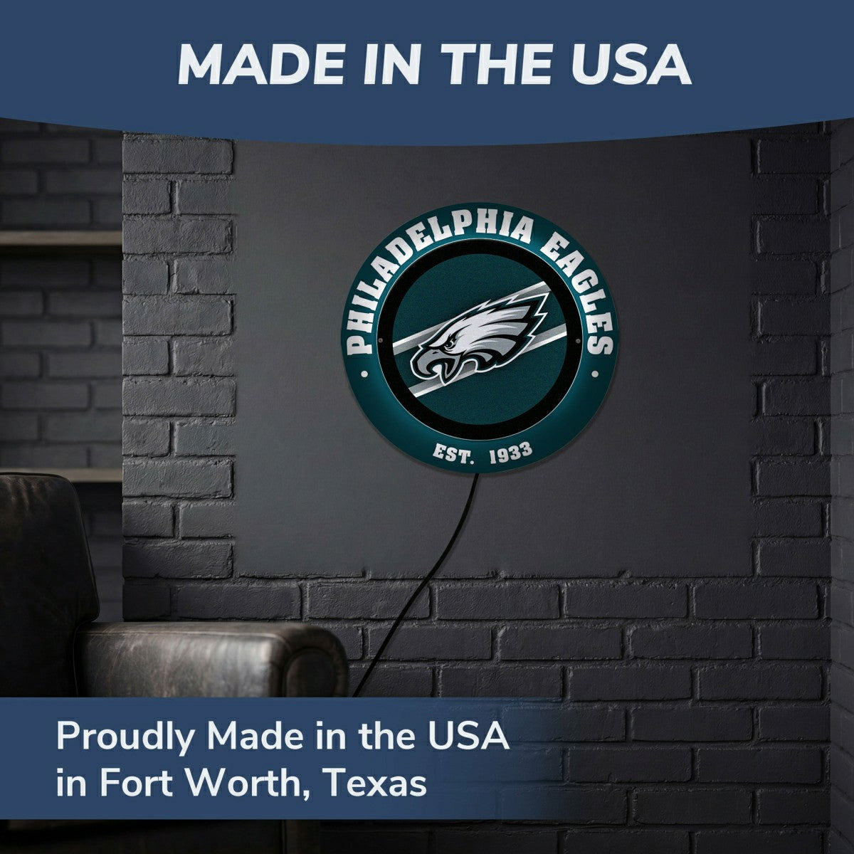 Philadelphia Eagles, Metal Lite, Round, NFL
