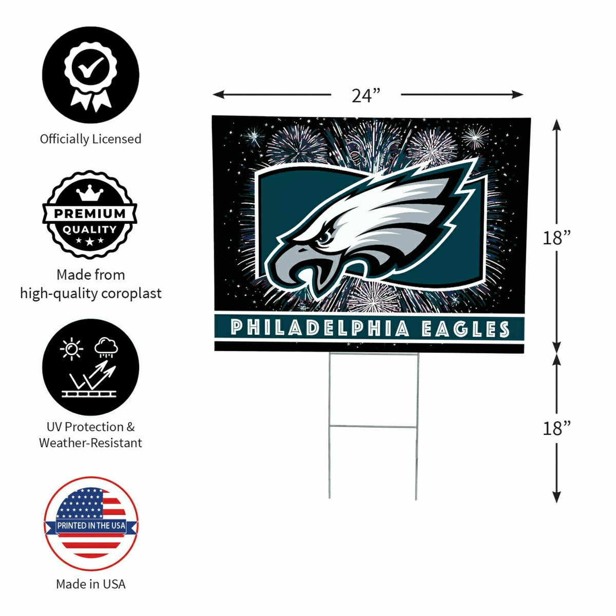 Philadelphia Eagles Yard Sign, Patriotic, NFL, Home