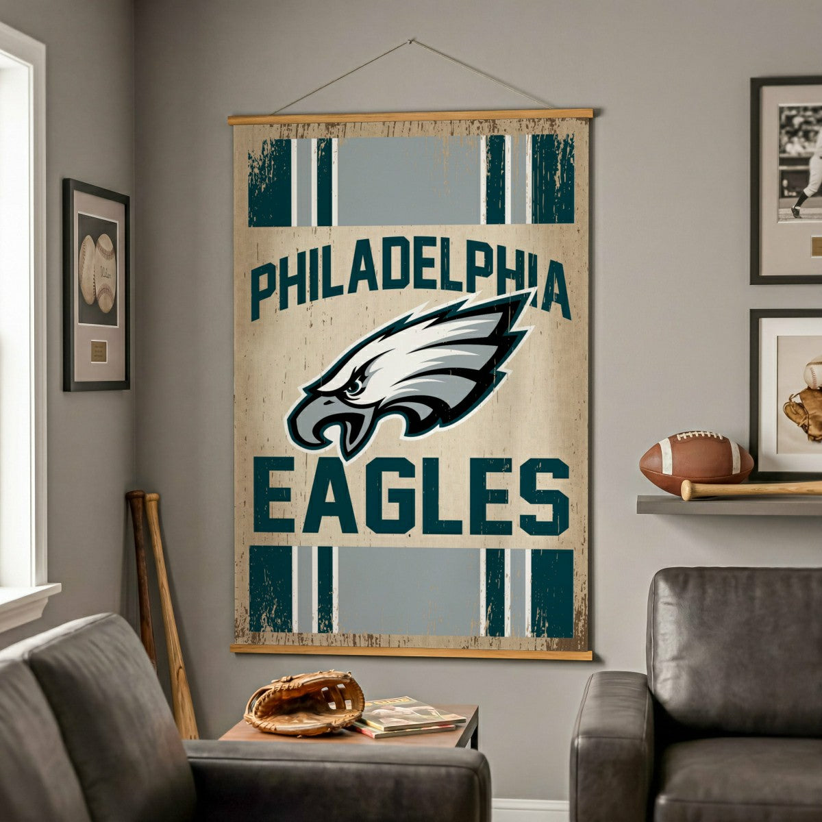 Philadelphia Eagles, Canvas Wall Tapestry, Large, 54x36, NFL, Home