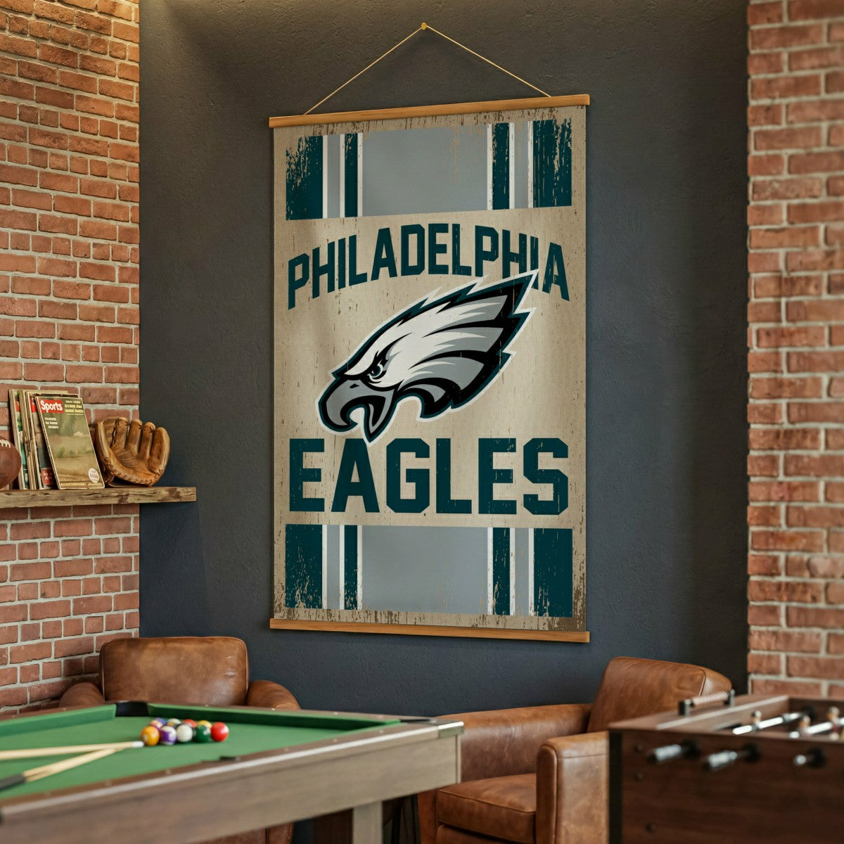 Philadelphia Eagles, Canvas Wall Tapestry, Large, 54x36, NFL, Home