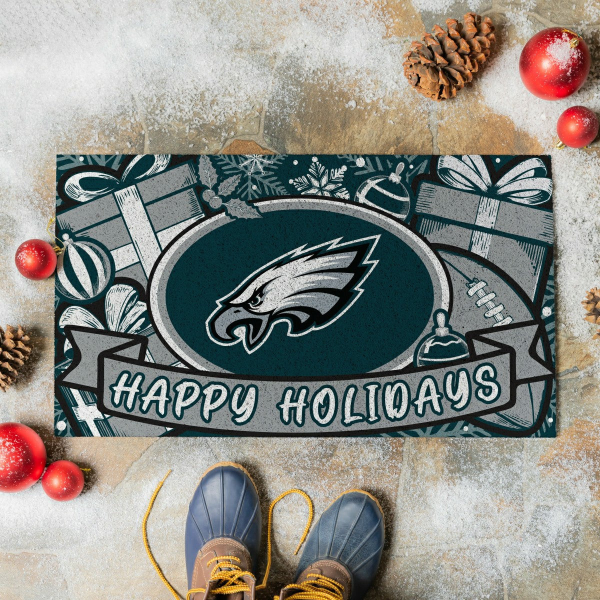 Philadelphia Eagles Holiday PVC Mat, 28"x16", NFL