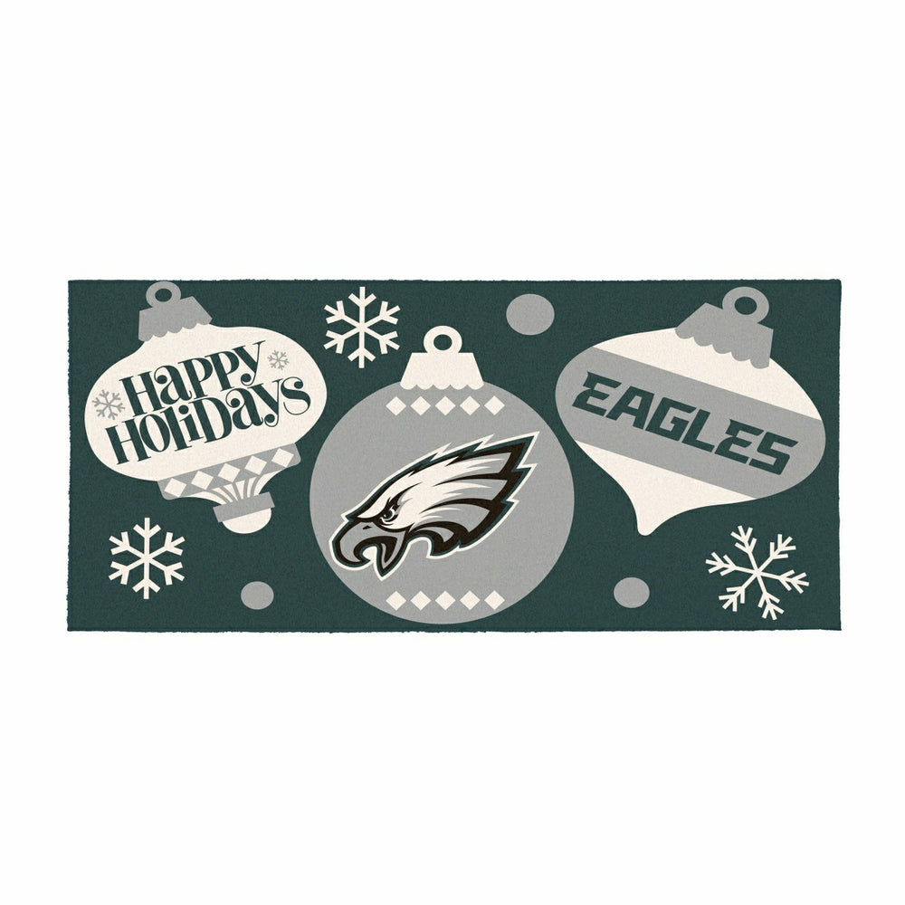 Philadelphia Eagles Holiday Flocked Coir Sassafras Switch Mat, 22"x10", NFL