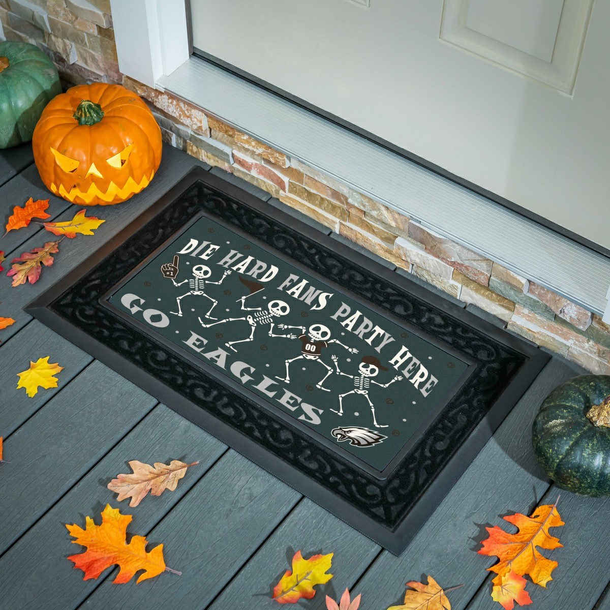 Philadelphia Eagles Flocked Coir Halloween Sassafras Switch Mat, 22"x1, NFL