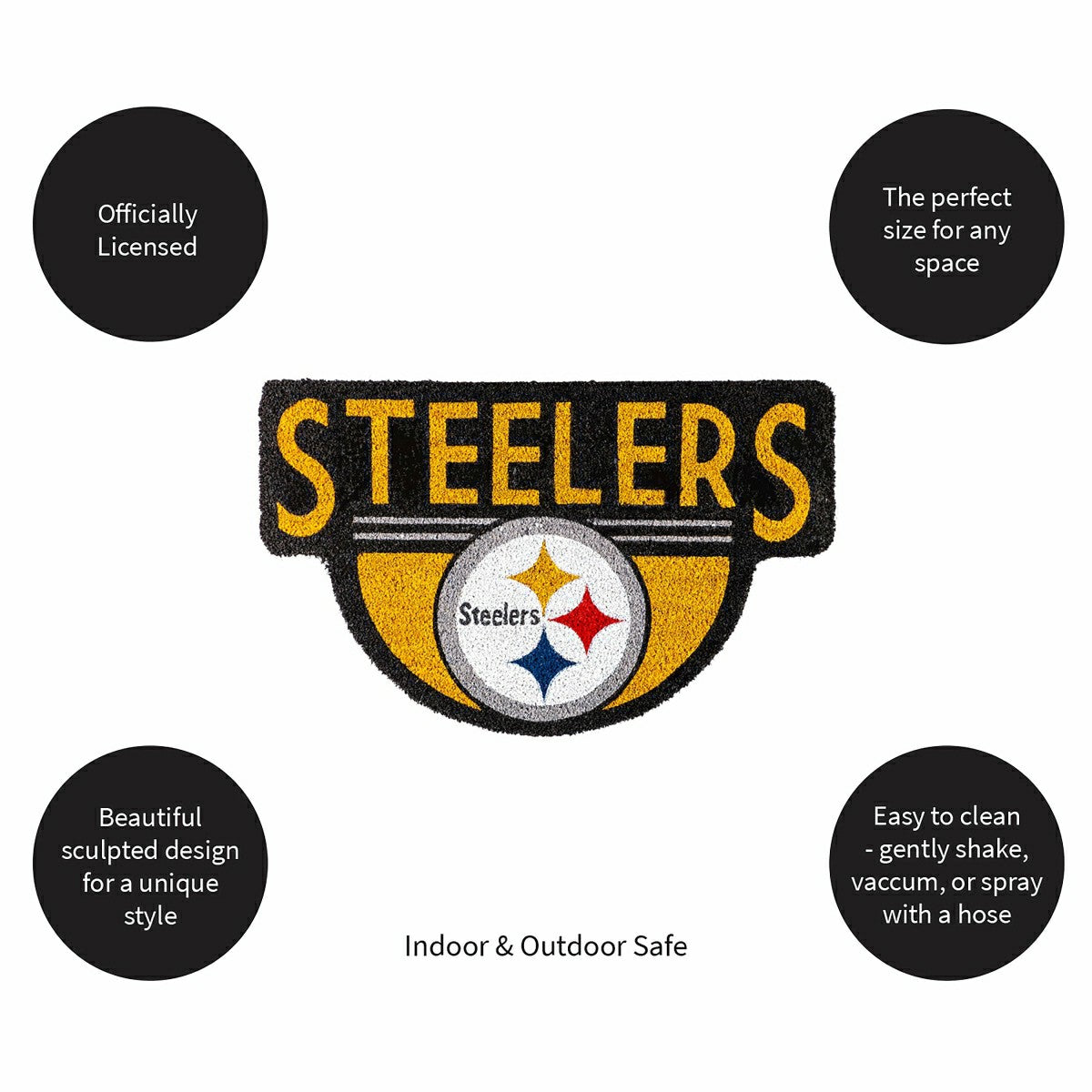 NFL Shaped Coir Door Mat, Steelers, NFL