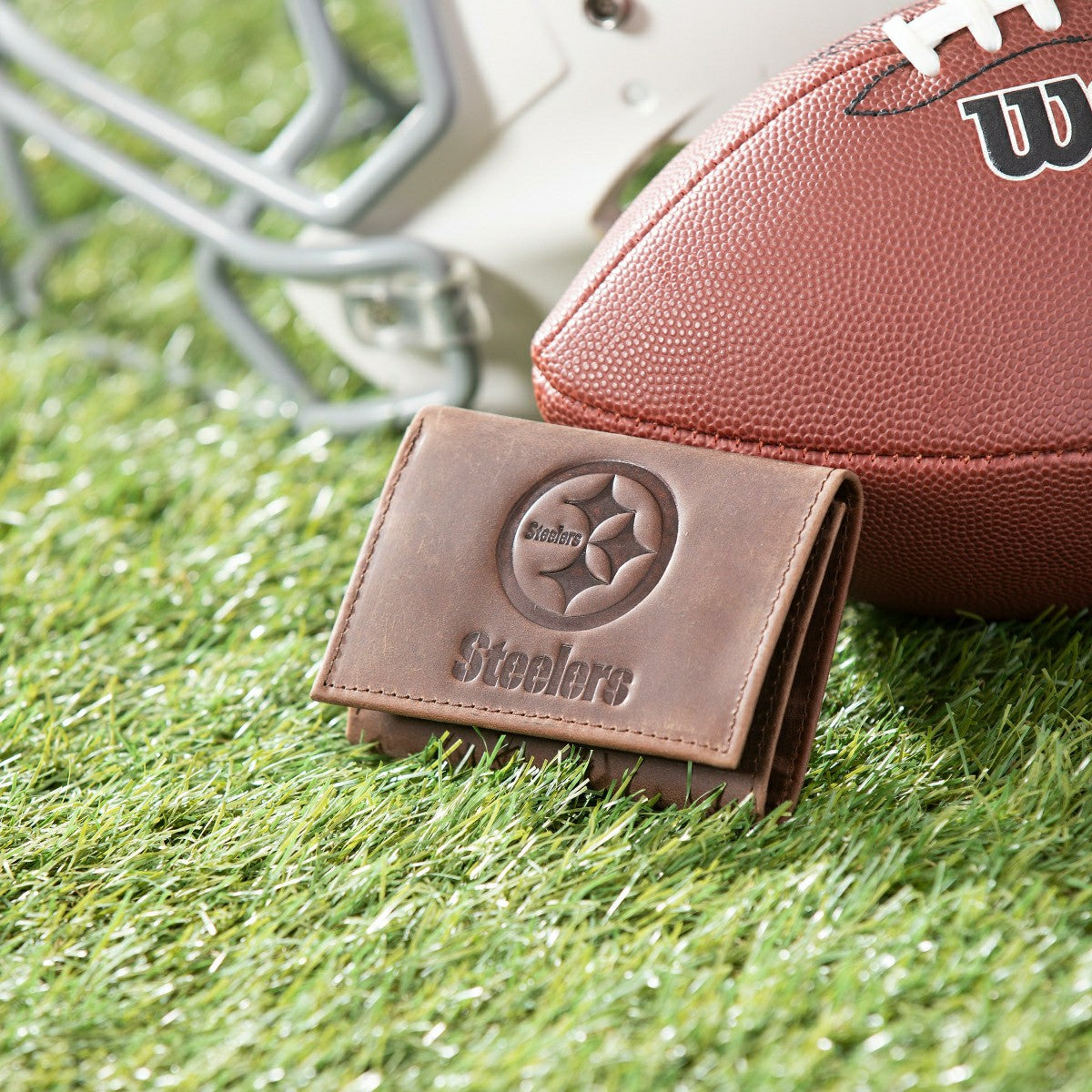Pittsburgh Steelers, Tri-Fold Wallet, Brown, CH, 100% Genuine Leather, NFL, Home