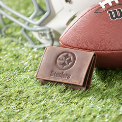 Pittsburgh Steelers, Tri-Fold Wallet, Brown, CH, 100% Genuine Leather, NFL, Home
