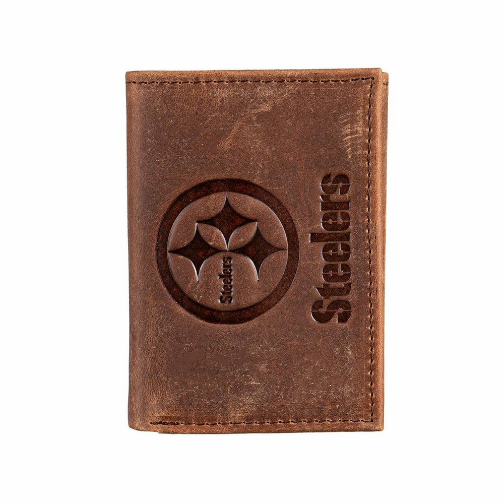 Pittsburgh Steelers, Tri-Fold Wallet, Brown, CH, 100% Genuine Leather, NFL, Home