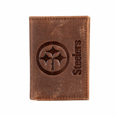 Pittsburgh Steelers, Tri-Fold Wallet, Brown, CH, 100% Genuine Leather, NFL, Home
