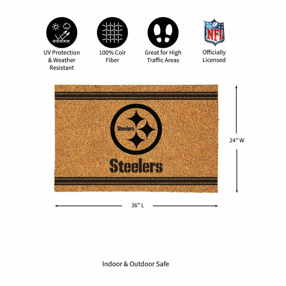 Pittsburgh Steelers Large One Color Coir Mat, 36"x24", NFL