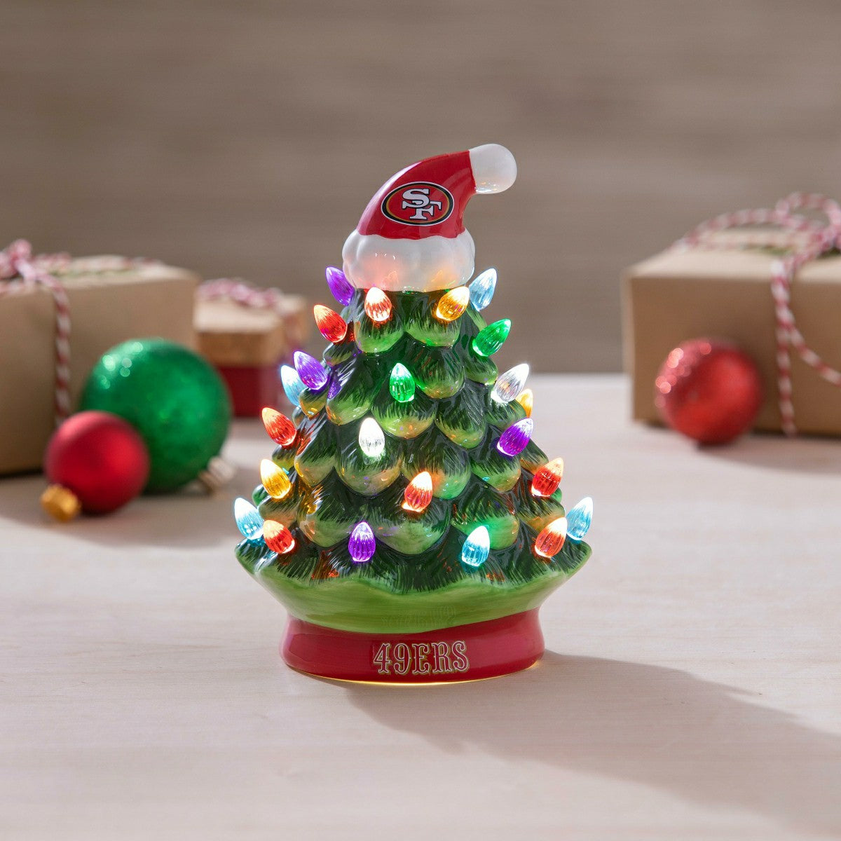 8" LED Ceramic Christmas Tree, San Francisco 49ers, NFL, Home