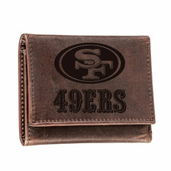 San Francisco 49ers, Tri-Fold Wallet, Brown, CH, 100% Genuine Leather, NFL, Home
