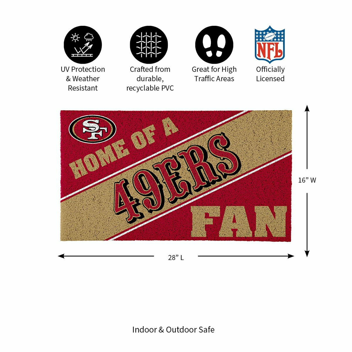 San Francisco 49ers, PVC Mat COLOR, Home of a Fan, NFL