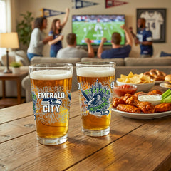 Seattle Seahawks 16oz Glass pint, Set of 2, NFL, Home