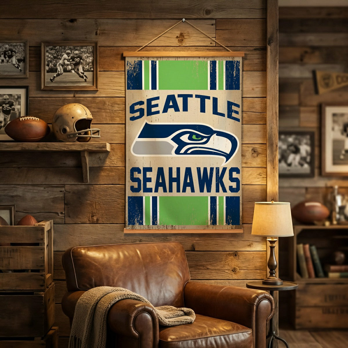 Seattle Seahawks, Canvas Wall Tapestry, Medium, 36x24, NFL, Home