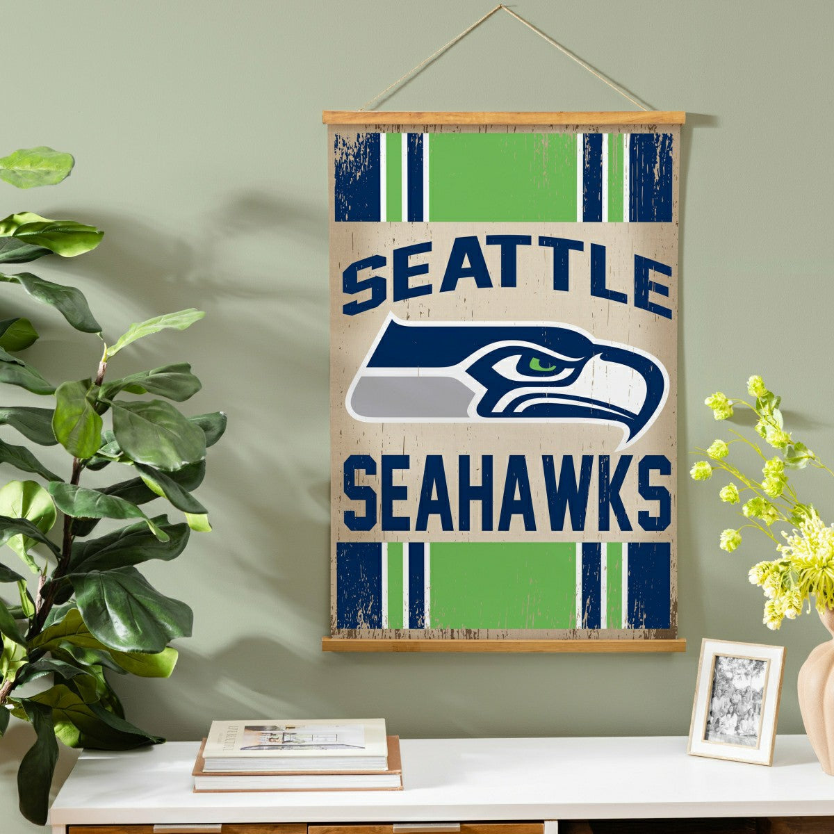 Seattle Seahawks, Canvas Wall Tapestry, Medium, 36x24, NFL, Home