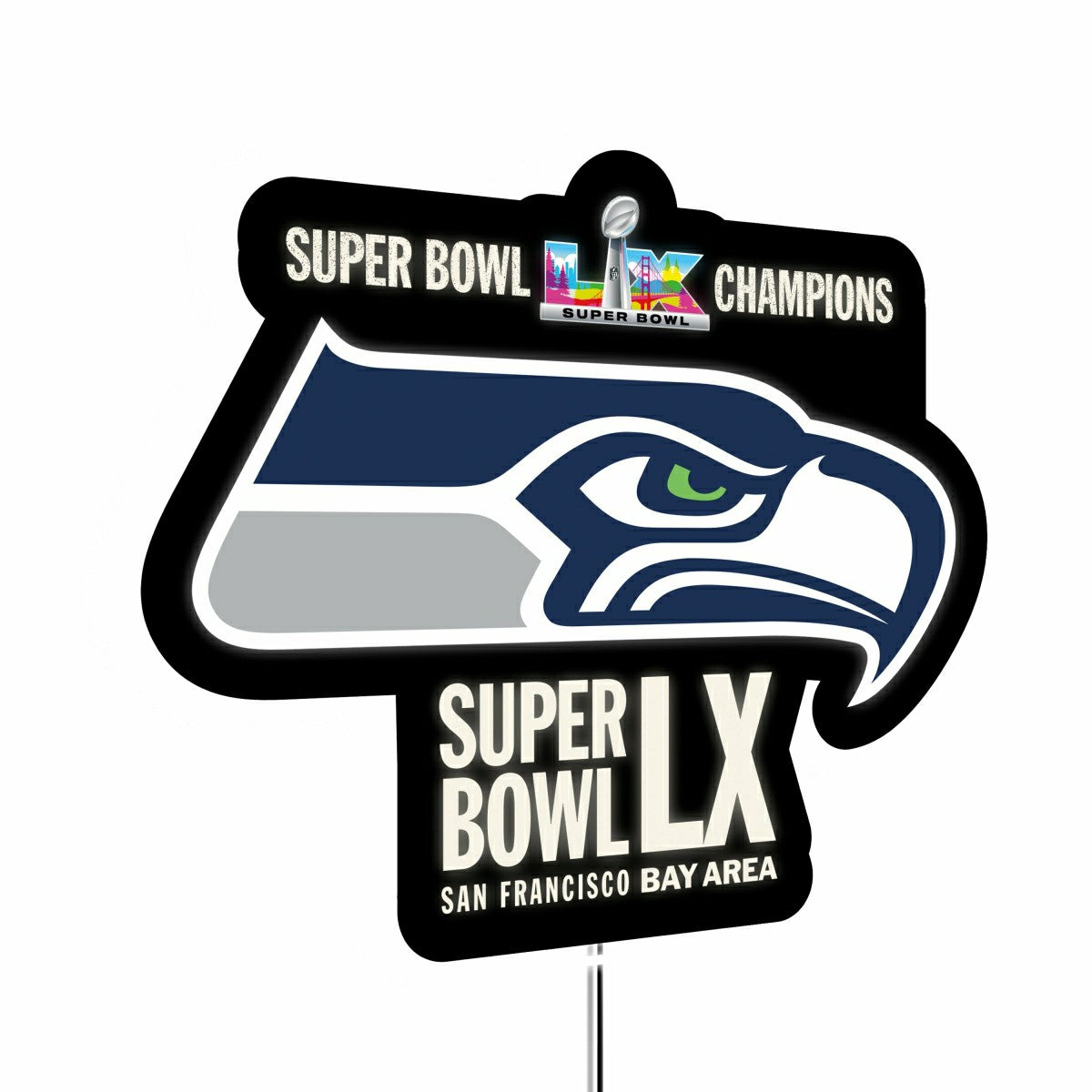 Seattle Seahawks, Super Bowl 60, LED Wall Decor, Glazelite Shaped, NFL