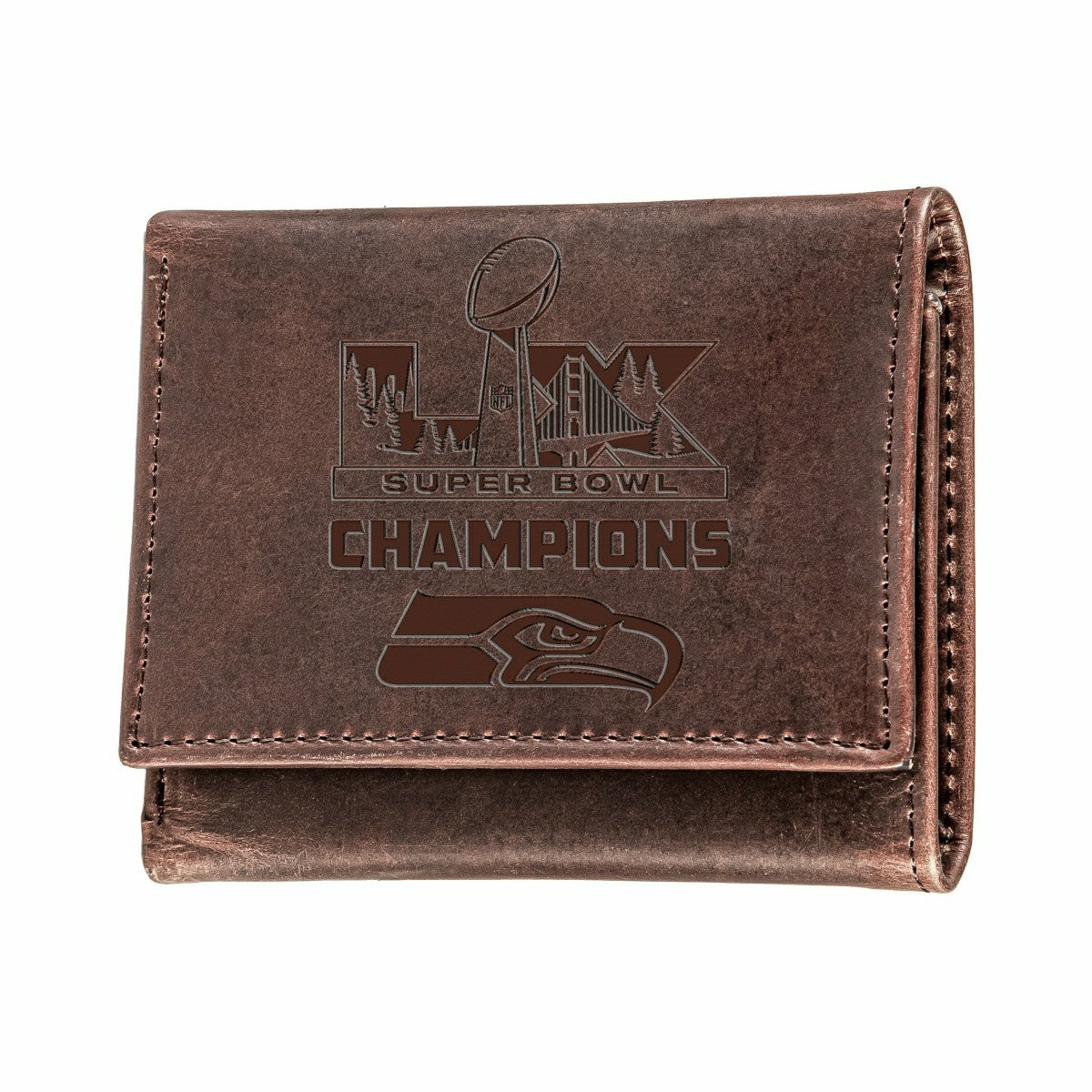 Seattle Seahawks, Super Bowl 60, Wallet, Tri-fold, Brown, NFL, Home