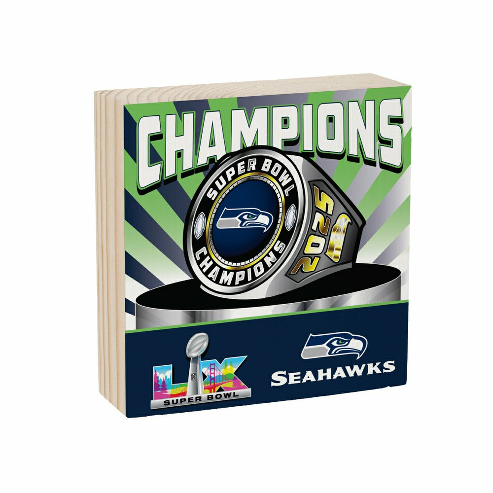 Seattle Seahawks, Super Bowl 60, Ring, Block, 6x6, NFL, Home