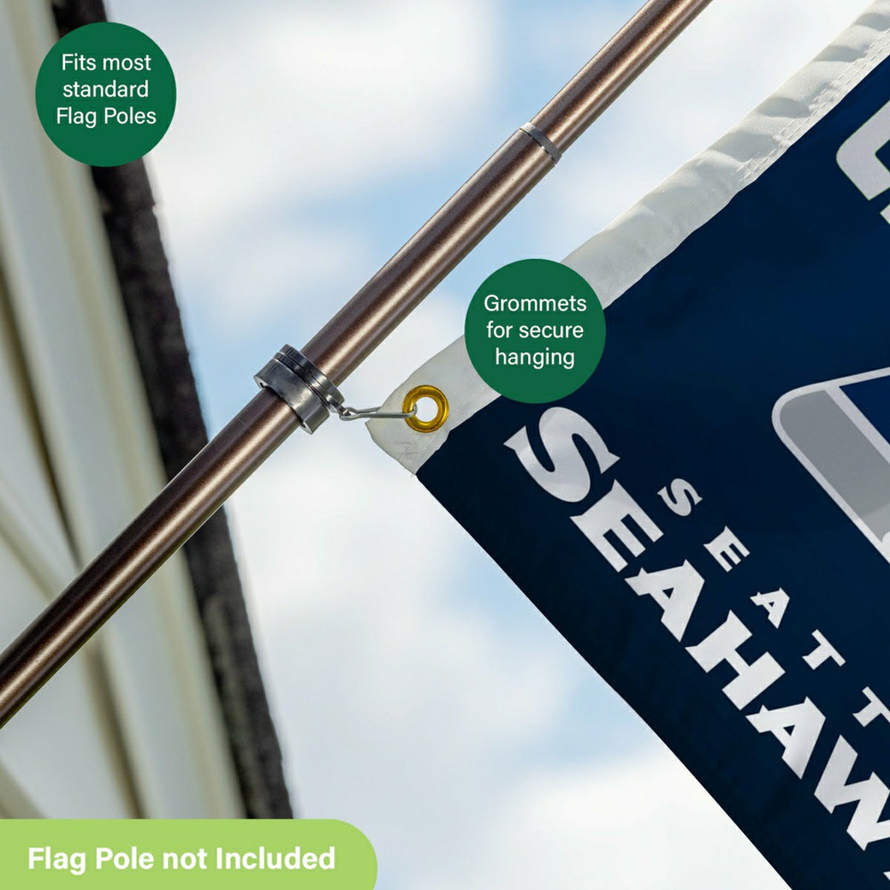 Seattle Seahawks, Super Bowl 60, Ring, Single Sided Flag w/ 2 Grommets, NFL, Home