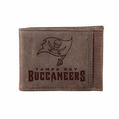 Front Pocket Wallet w/ RFID Blocking, Tampa Bay Buccaneers, Brown, NFL, Home