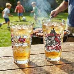 Tampa Bay Buccaneers 16oz Glass pint, Set of 2, NFL, Home