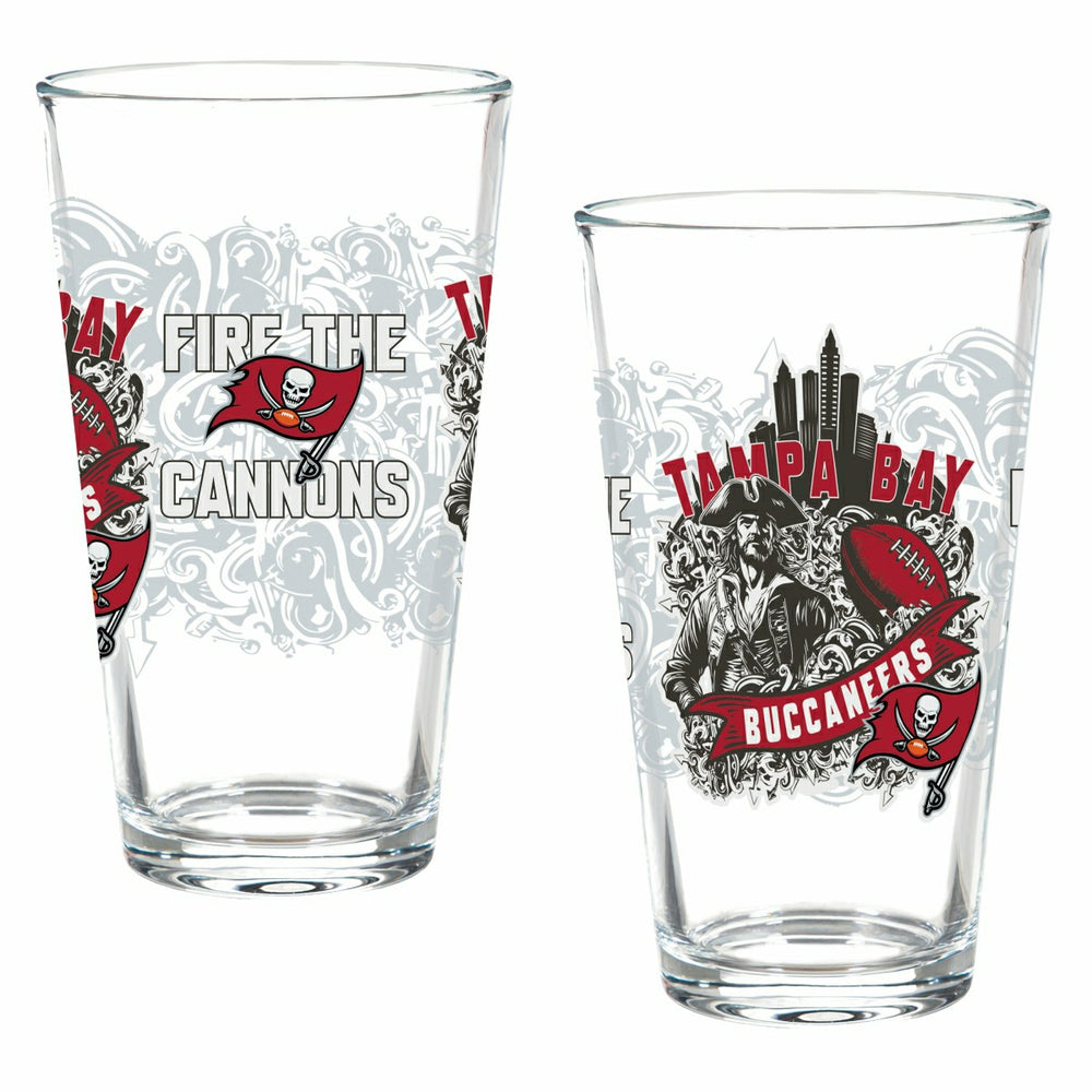 Tampa Bay Buccaneers 16oz Glass pint, Set of 2, NFL, Home