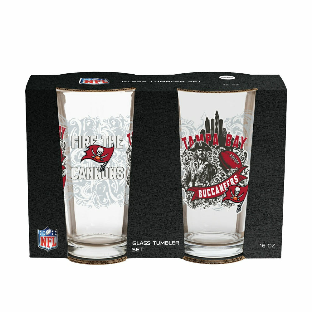 Tampa Bay Buccaneers 16oz Glass pint, Set of 2, NFL, Home