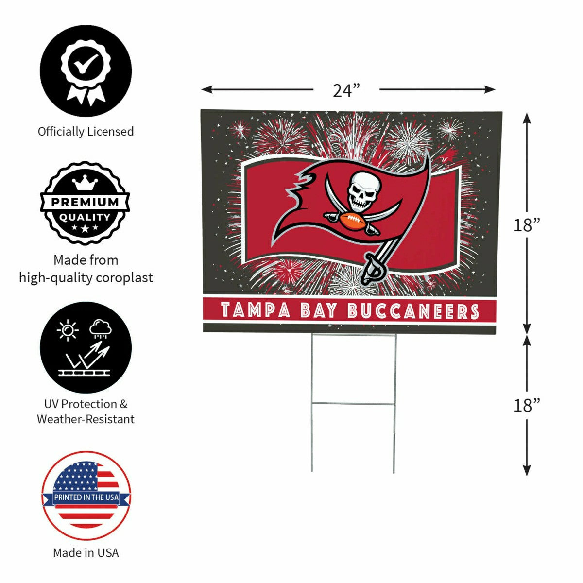Tampa Bay Buccaneers Yard Sign, Patriotic, NFL, Home