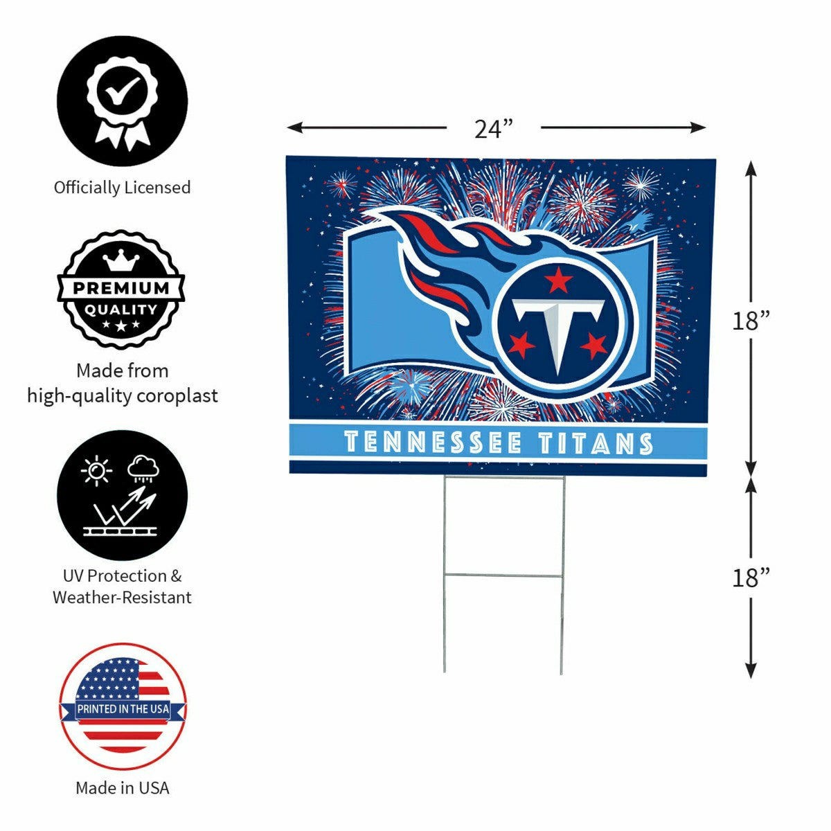 Tennessee Titans Yard Sign, Patriotic, NFL, Home