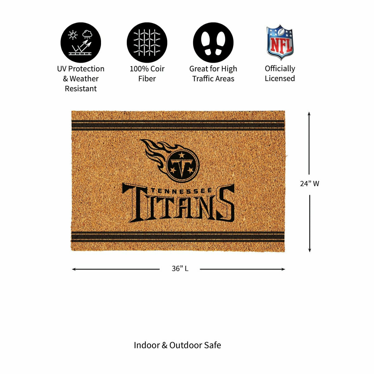 Tennessee Titans Large One Color Coir Mat, 36"x24", NFL