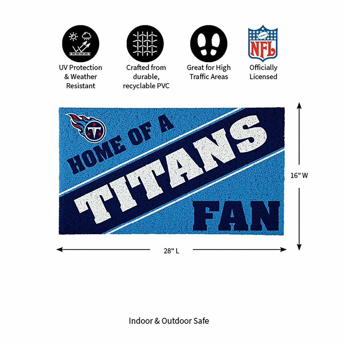 Tennessee Titans, PVC Mat COLOR, Home of a Fan, NFL