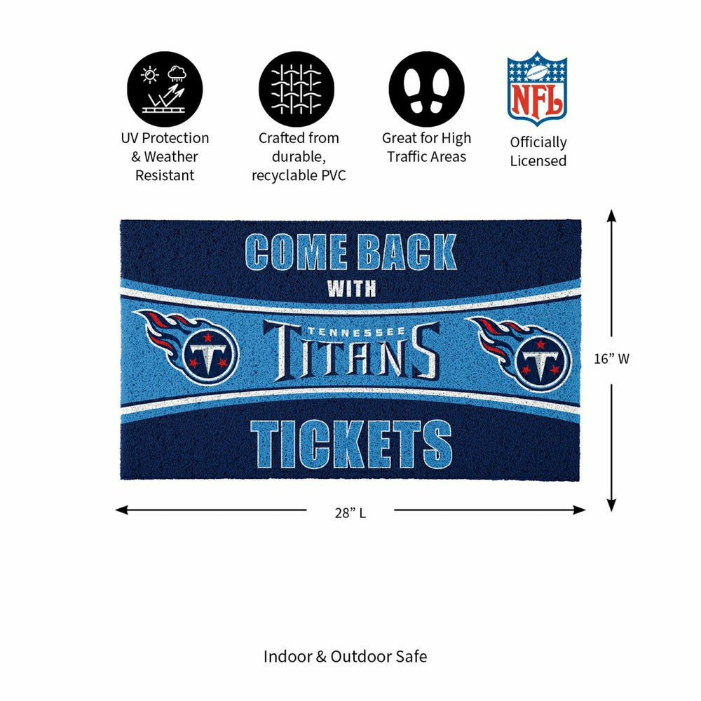 28" x 16" PVC Trapper Mat, Come Back with Tickets, Tennessee Titans, NFL