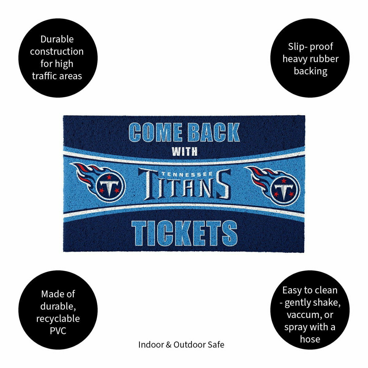 28" x 16" PVC Trapper Mat, Come Back with Tickets, Tennessee Titans, NFL