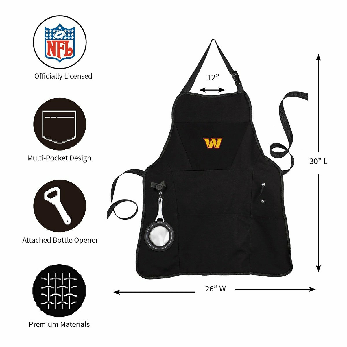 Grill Apron, Black, Washington Commanders, NFL, Home