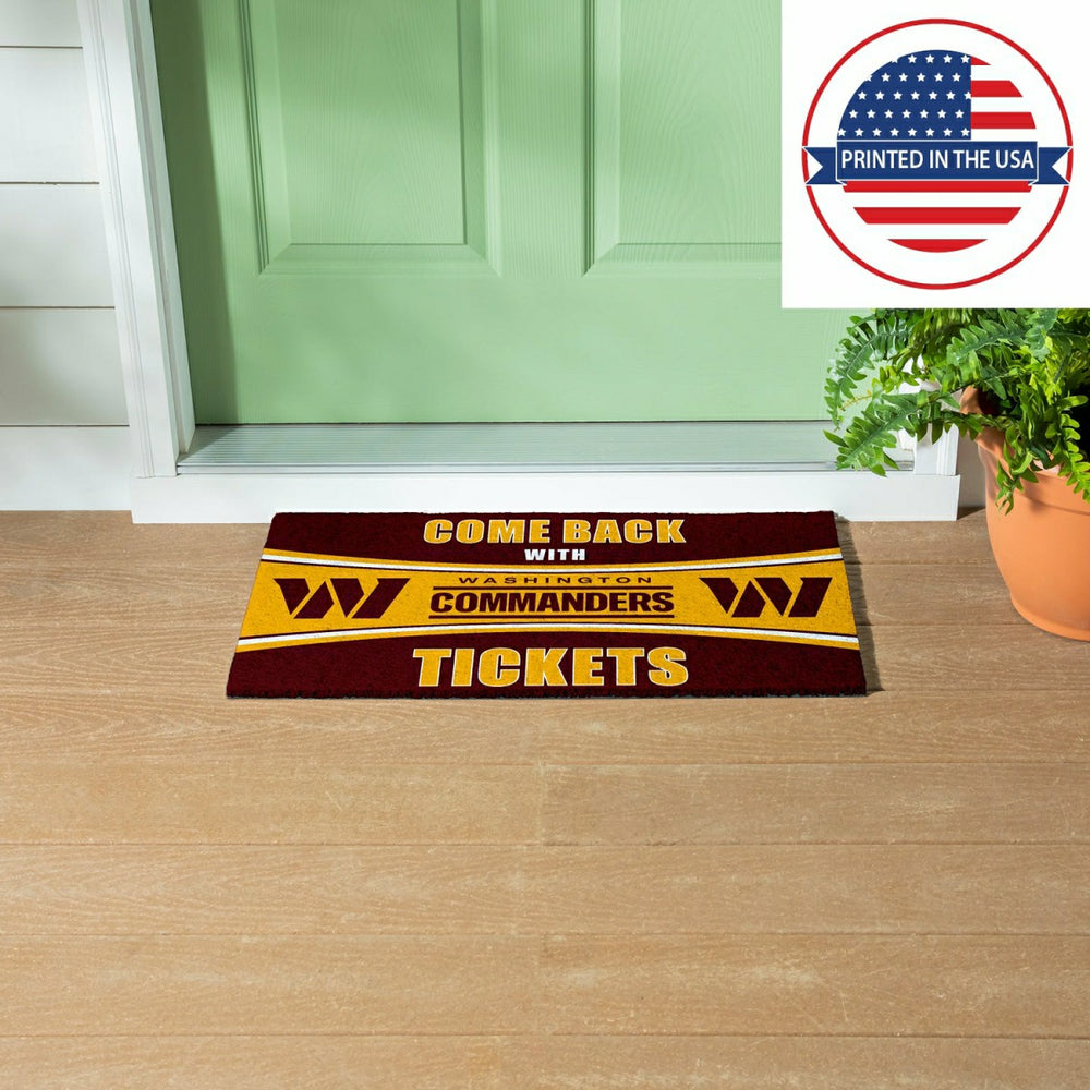 28" x 16" PVC Trapper Mat, Come Back with Tickets, Washington Commande, NFL
