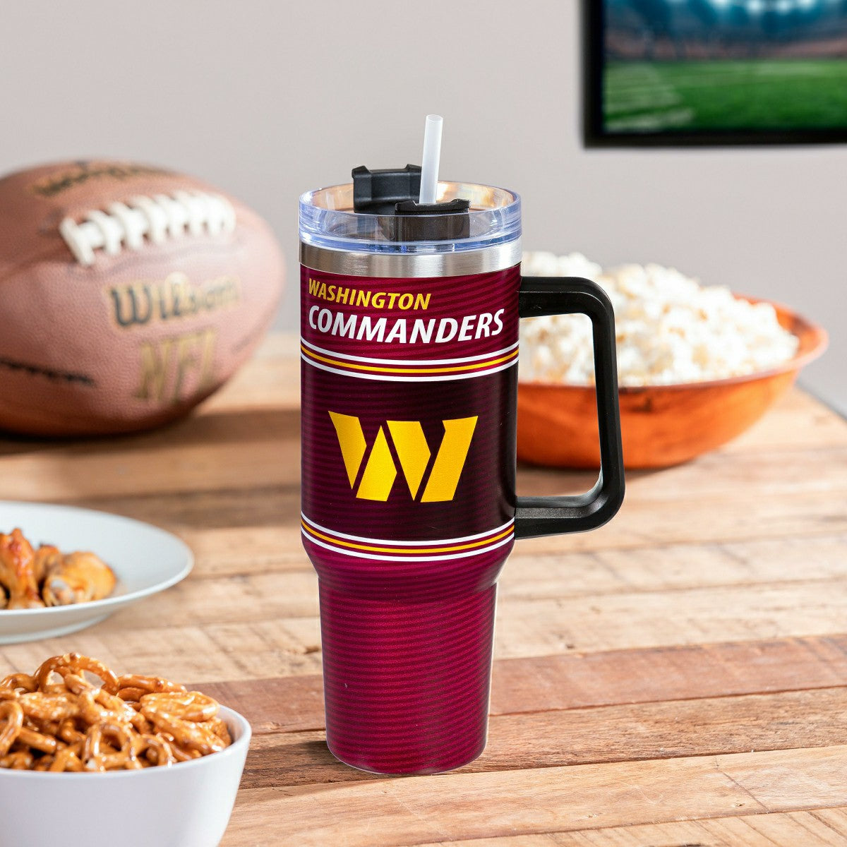 40oz Stainless Steel Canyon Cup w/ Straw, Washington Commanders, NFL, Home