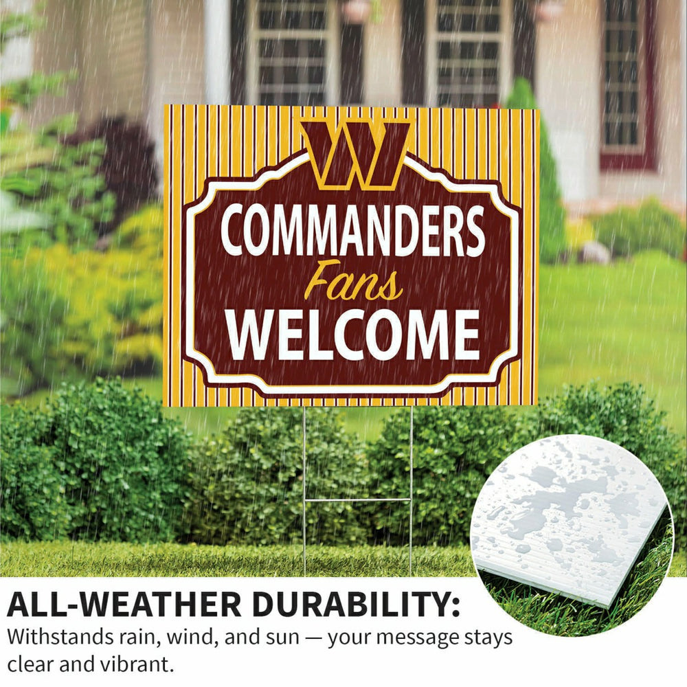 Washington Commanders Coroplast Yard Sign, "Fans Welcome", NFL, Home