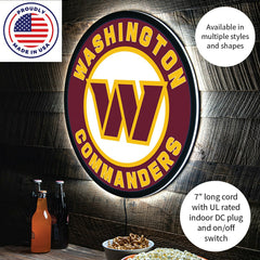 LED Wall Decor, Round, Washington Commanders, NFL, Home