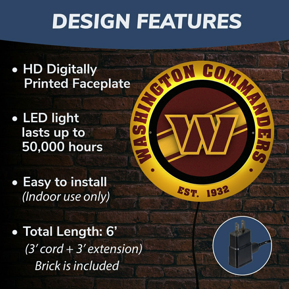 Washington Commanders, Metal Lite, Round, NFL