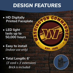 Washington Commanders, Metal Lite, Round, NFL